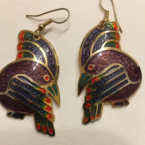 Edgar Berebi Jewelry - Enamel Goldtone Birds of Paradise Earrings by Edga
